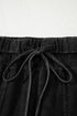 High Waist Mineral Wash Exposed Seam Drawstring Wide Leg Pants